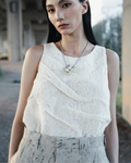 :\\ distressed hand-draped knit top