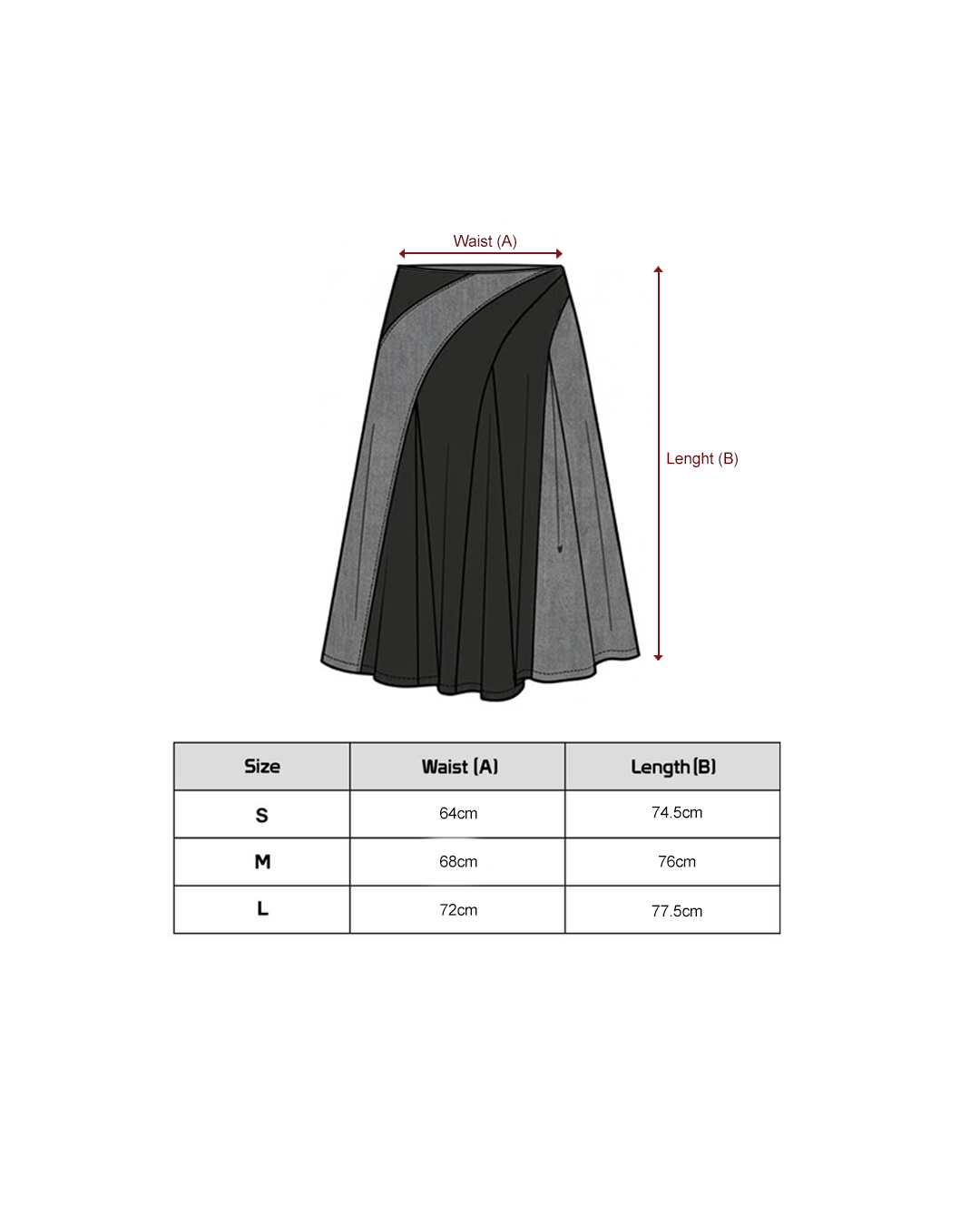 'Fluidity At Rest’ Inspired Fabric Combo Flare Twist Skirt