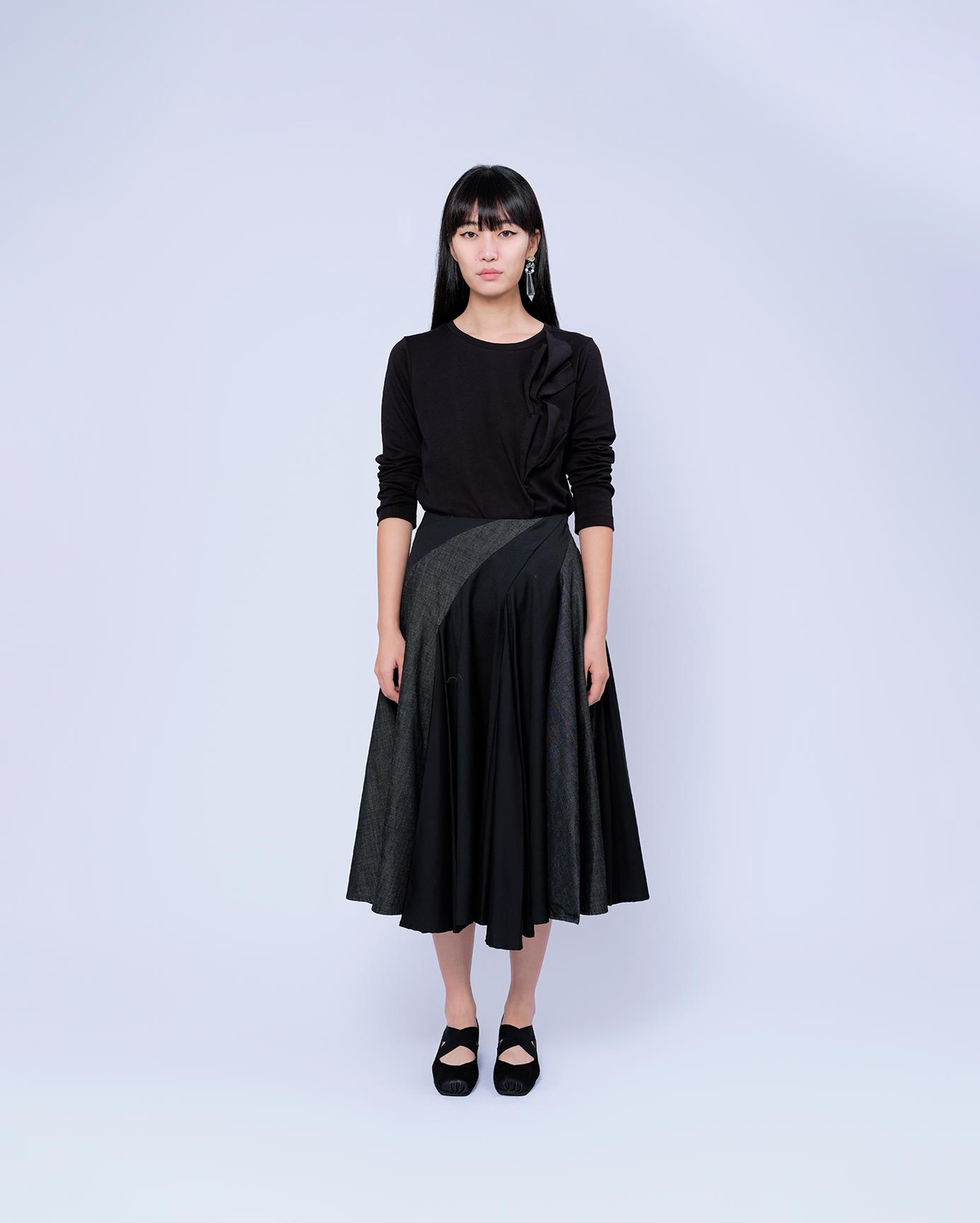 'Fluidity At Rest’ Inspired Fabric Combo Flare Twist Skirt