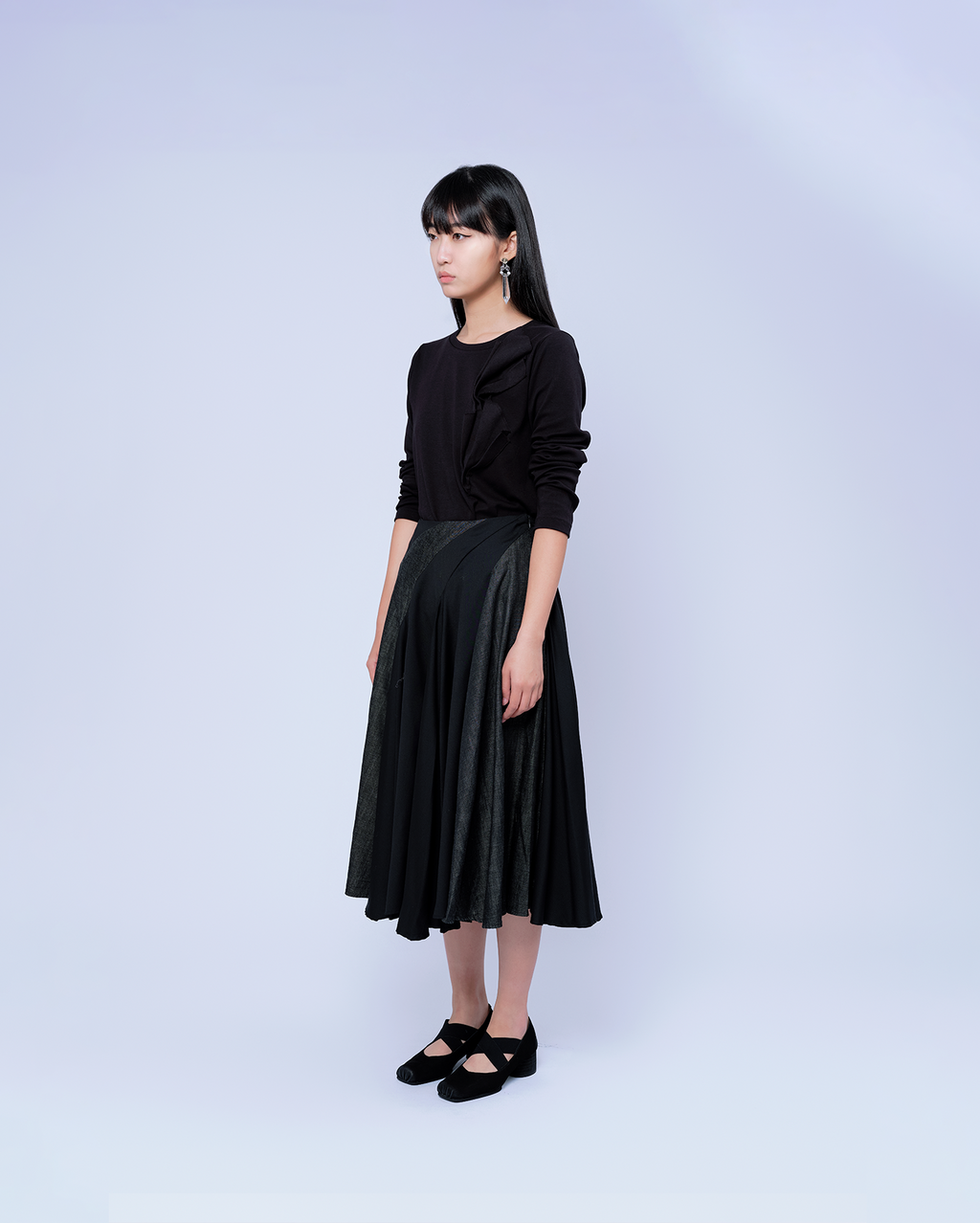 'Fluidity At Rest’ Inspired Fabric Combo Flare Twist Skirt