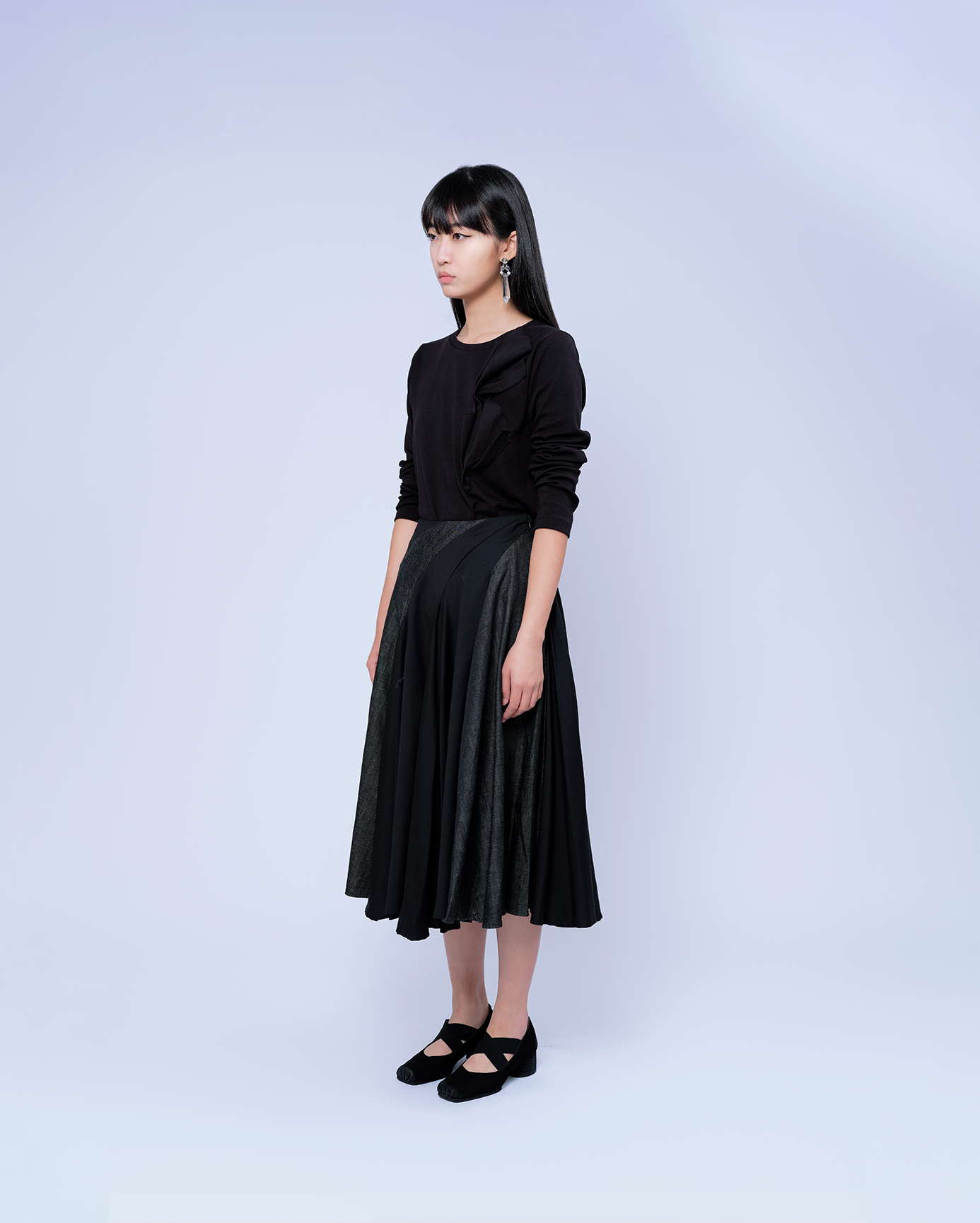 'Fluidity At Rest’ Inspired Fabric Combo Flare Twist Skirt