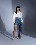 Laser Printed Denim Straps Skirt