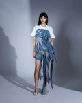 Laser Print Denim Crop Tee